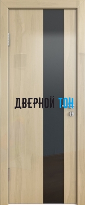 Гладкая дверь модель ДГ 504 глянец с алюминиевым торцом анегри светлый стекло черное