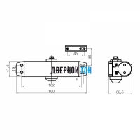 Дверной доводчик DL 77 black с тягой чертеж